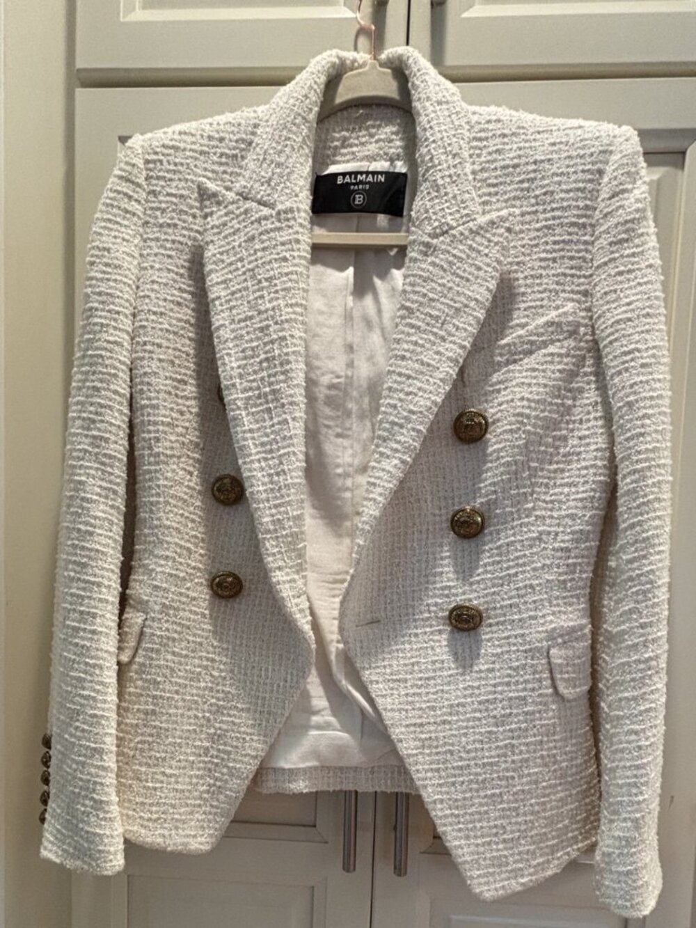 Balmain White Tweed Blazer